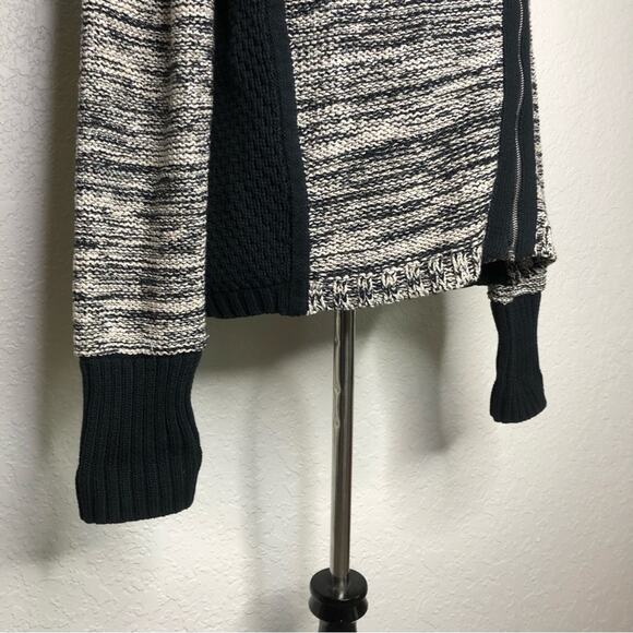 White + Warren black and cream full zip cardigan sweater jacket size Large - Picture 3 of 14